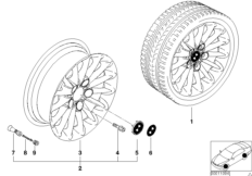 BMW light alloy wheel, radial spoke 48