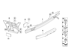 M carrier and mounting parts, bumper, rear