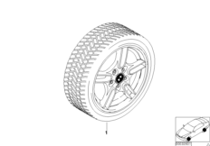 Compl.wint.tyre+wheel, double spoke styl.