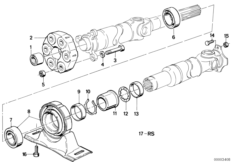 Drive shaft, univ.joint/centre mounting