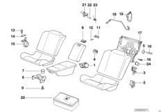 Single parts for fold-down backrest