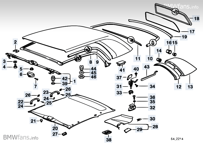 Hardtop parts BMW 3' E36 M3 32 S52 BMW parts catalog