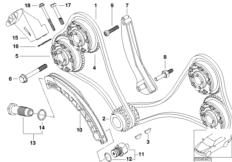 Timing gear, timing chain, cyl. 1-4