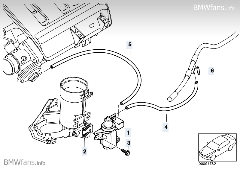 Vacuum controlAGR BMW 3' E46, 320d (M47N) — BMW parts catalog